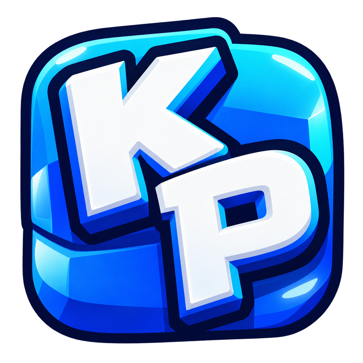 Glossy blue KP badge